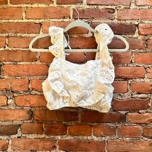 Cotton cottagecore lace ruffle cropped tank